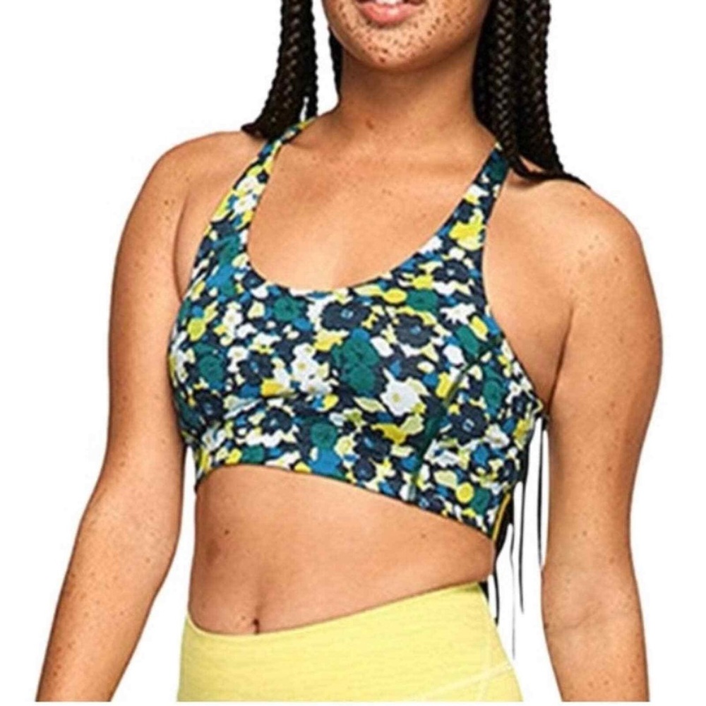 Outdoor Voices Green Floral Doing Things Racerback Sports Bra Size Large